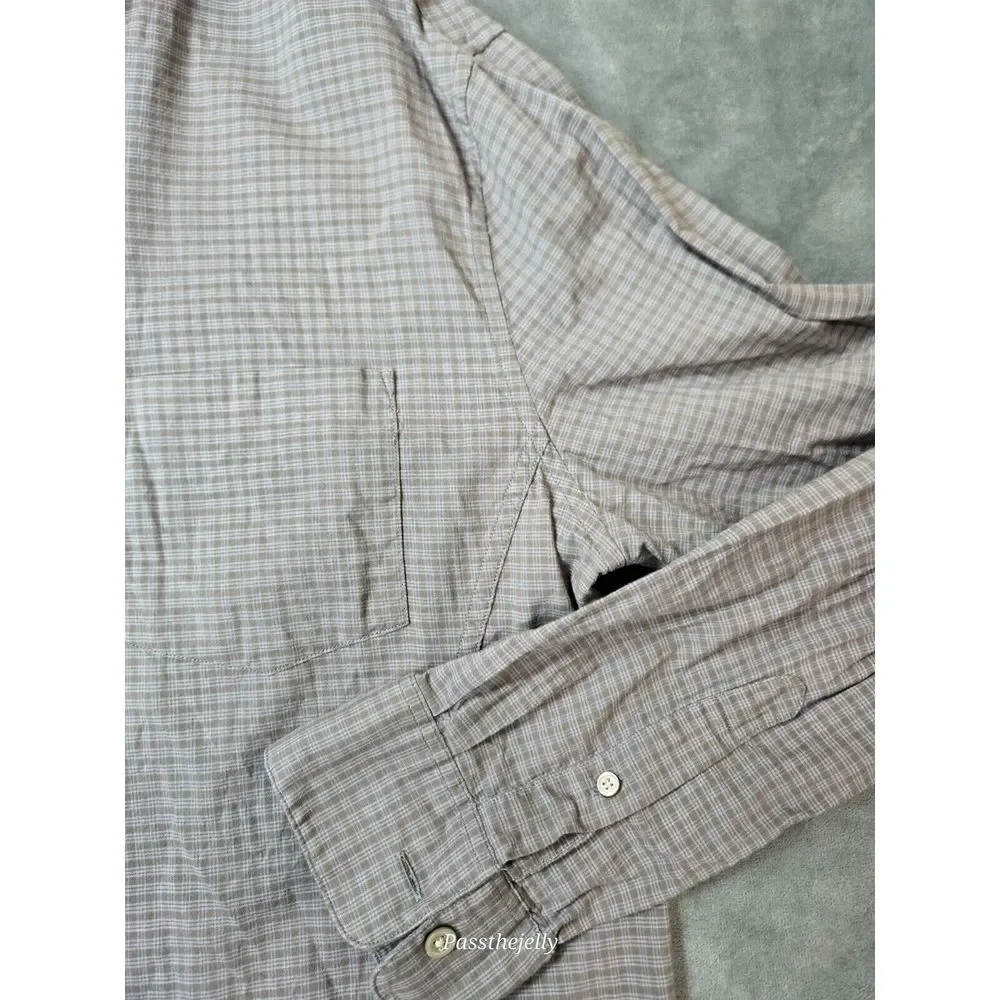John Varvatos‎ Shirt Mens Large Window Check Star USA Comfort Cotton Dress